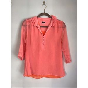 J Crew Peach Ruffle Blouse